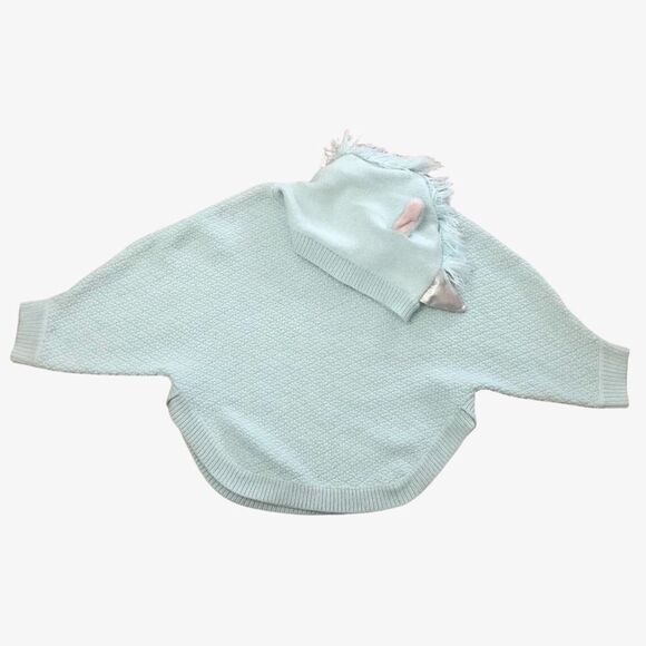 Cat & Jack 4T/5T Unicorn Hooded Poncho Cape Long Sleeve Knit Fringe - Picture 1 of 9